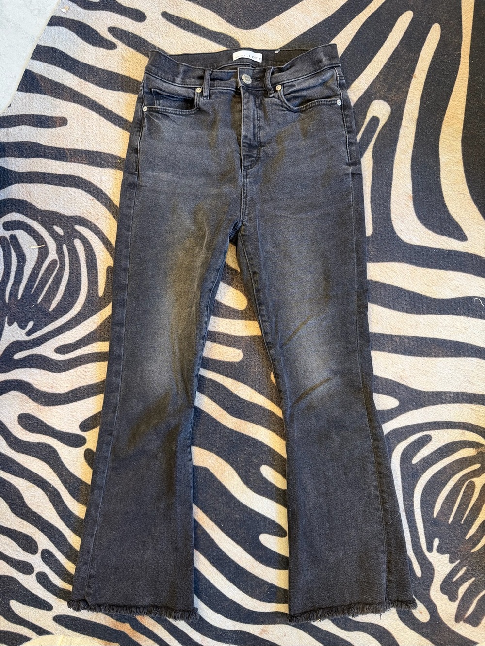 LOFT Black Washed High-Rise Flare Jeans